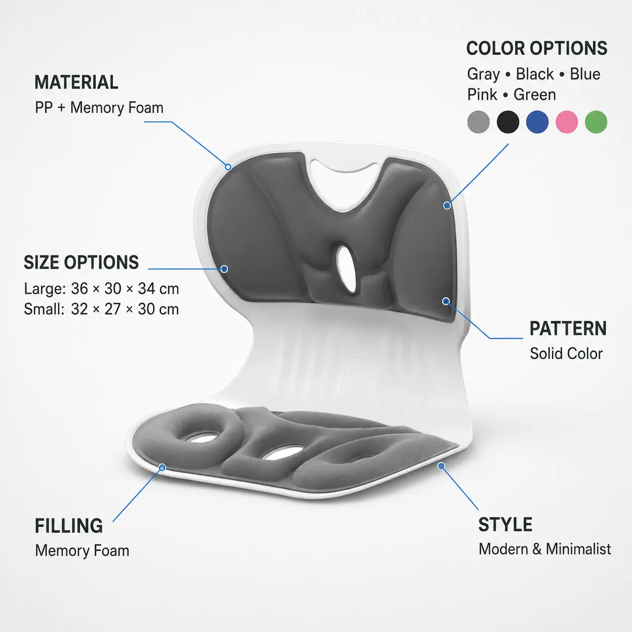 Ergonomic Office Seat Cushion for Posture and Hip Support Vendula Care 3