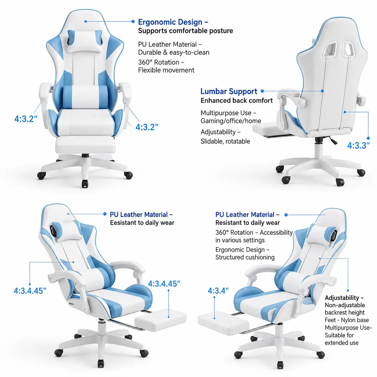 Ergonomic PU Leather Swivel Gaming Chair for Home, Office Vendula Care (8)