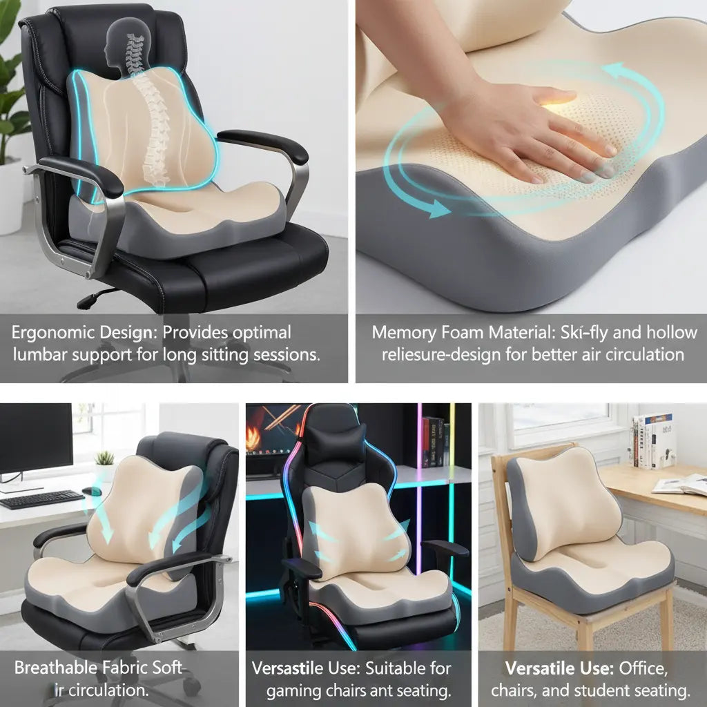 Foam Lumbar Support Cushion for Office Chair and Back Relief Vendula Care 3