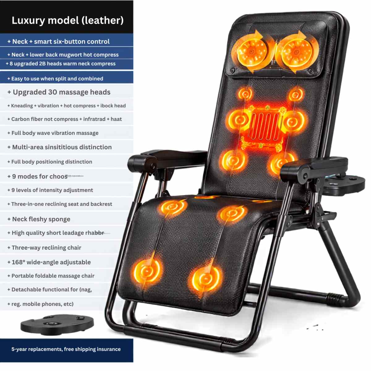 Folding Massage Chair with Remote Control for Full Body Rest Vendula Care 08