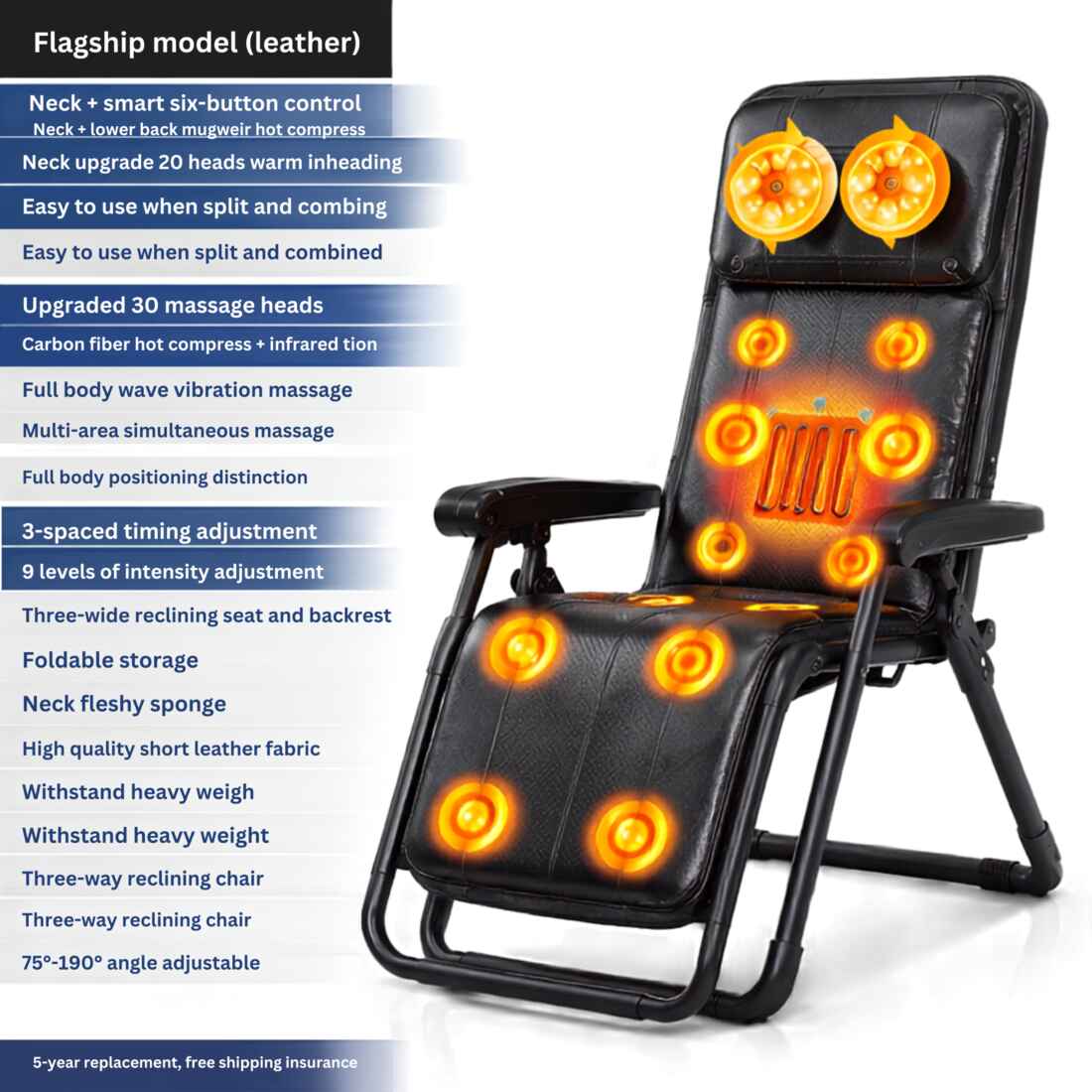 Folding Massage Chair with Remote Control for Full Body Rest Vendula Care 10