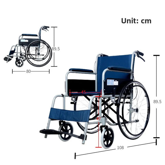 Folding Wheelchair with Brakes and Footrests for Seniors Vendula Care 1