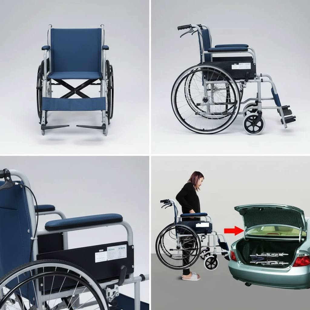 Folding Wheelchair with Brakes and Footrests for Seniors Vendula Care 9