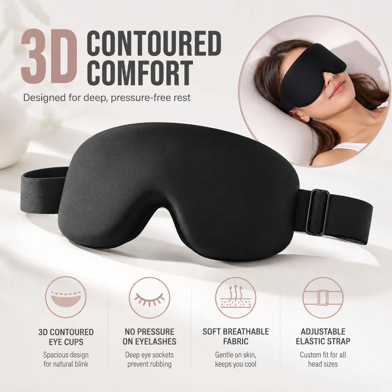 Full Light-Blocking Sleep Eye Mask for Blackout Sleep Rest Vendula Care 2