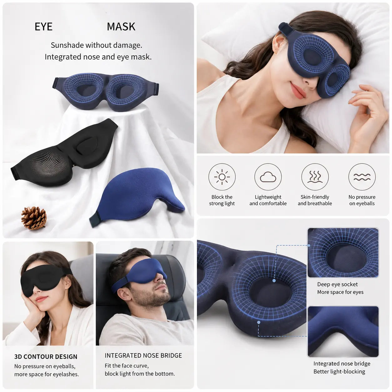 Full Light-Blocking Sleep Eye Mask for Blackout Sleep Rest Vendula Care 3