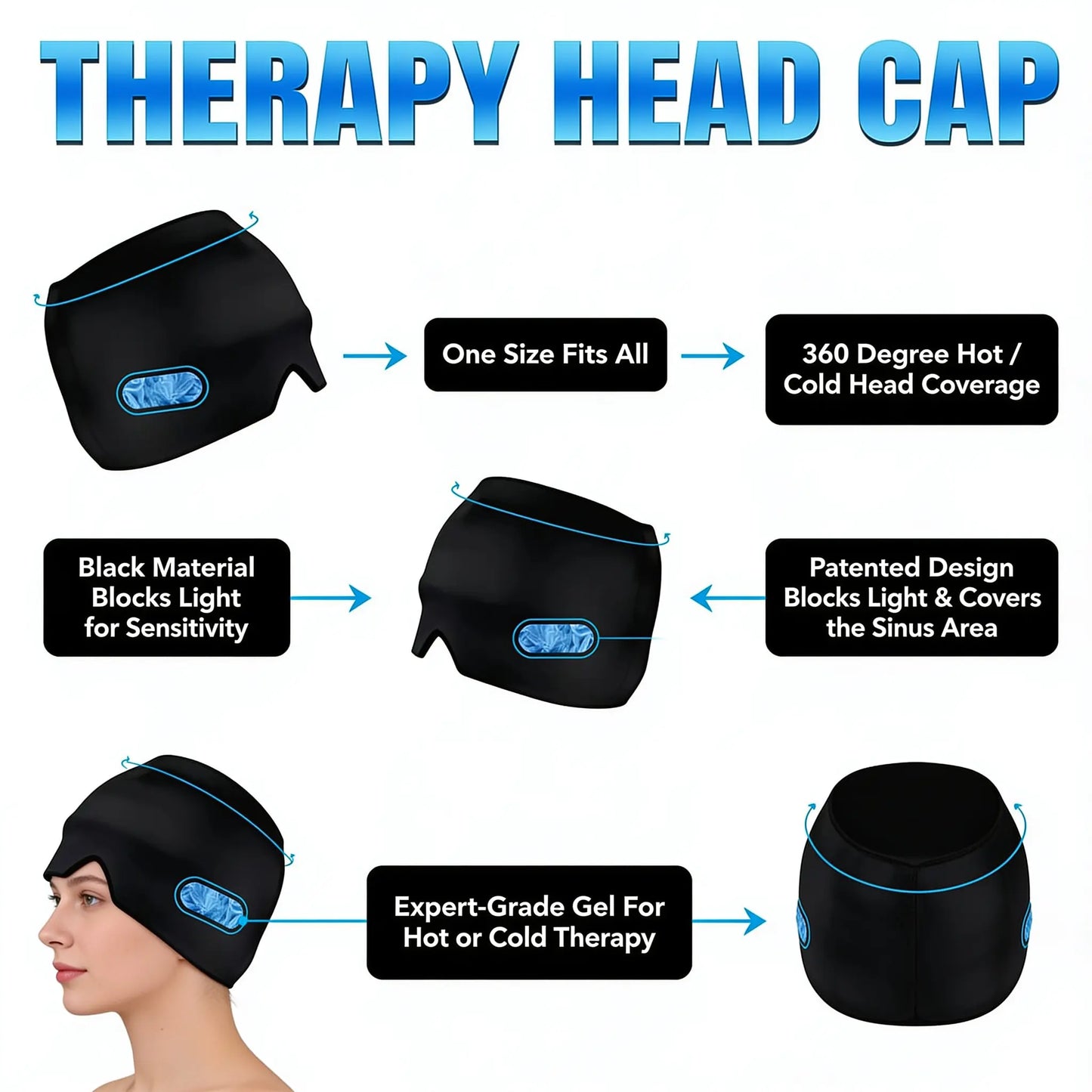 Gel Ice Pack Head Wrap & Migraine, Tension & Cooling Relief VendulaCare 13