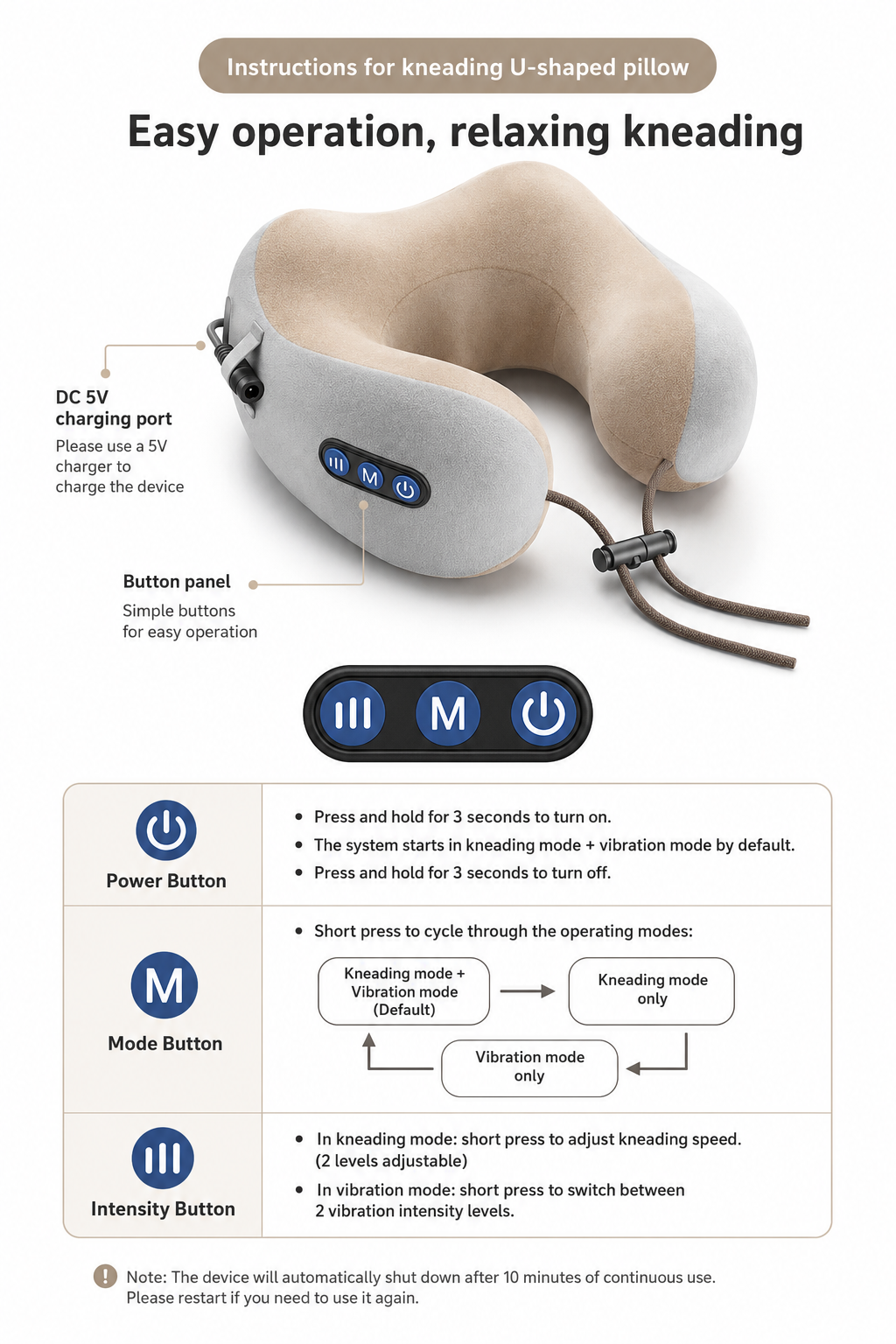Heated U-Shape Neck Massager Pillow for Pain & Stress Relief VendulaCare 13