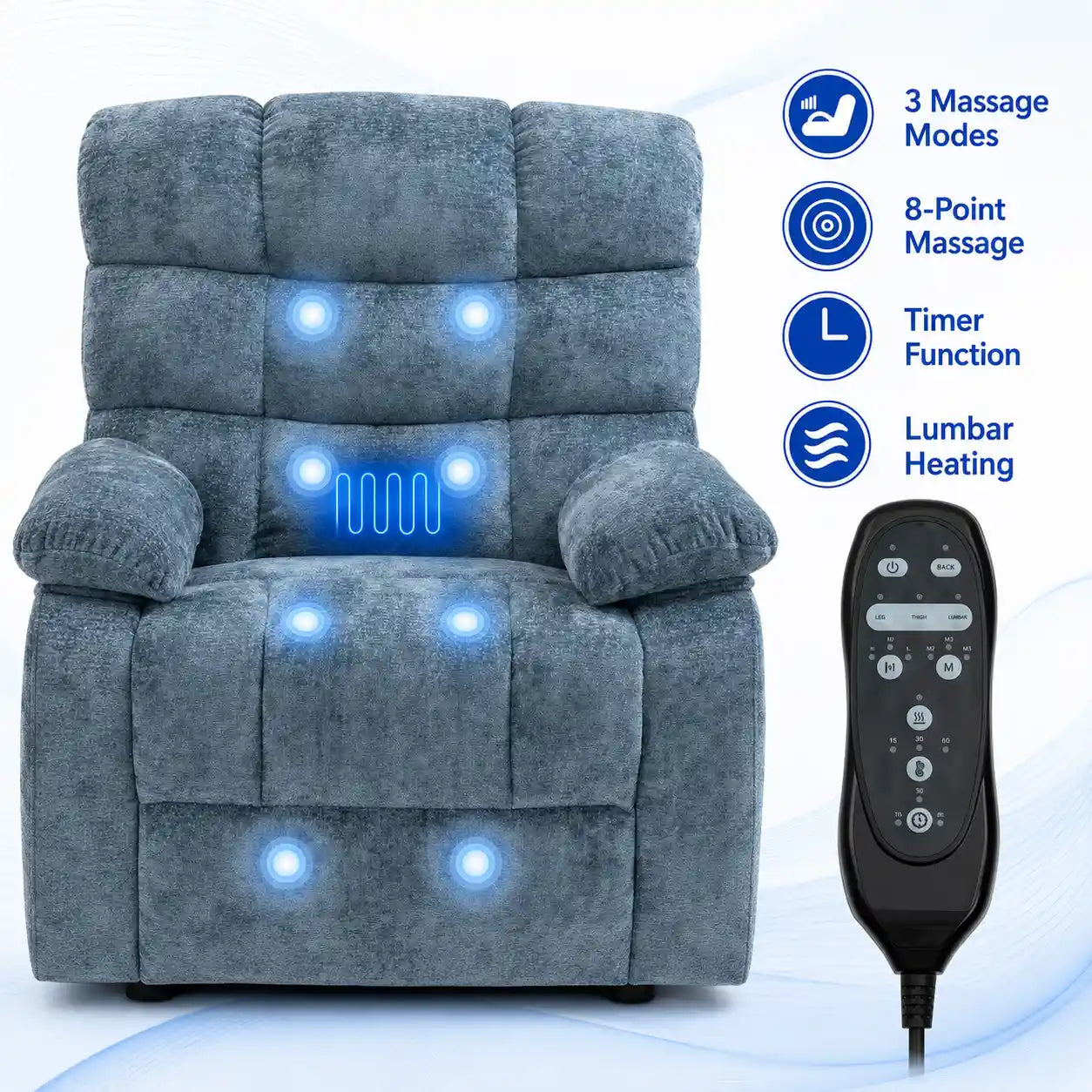 Heated Reclining Chair with Massage for Home Comfort Vendula Care 02