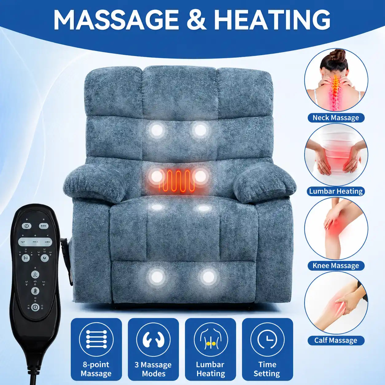 Heated Reclining Chair with Massage for Home Comfort Vendula Care 04