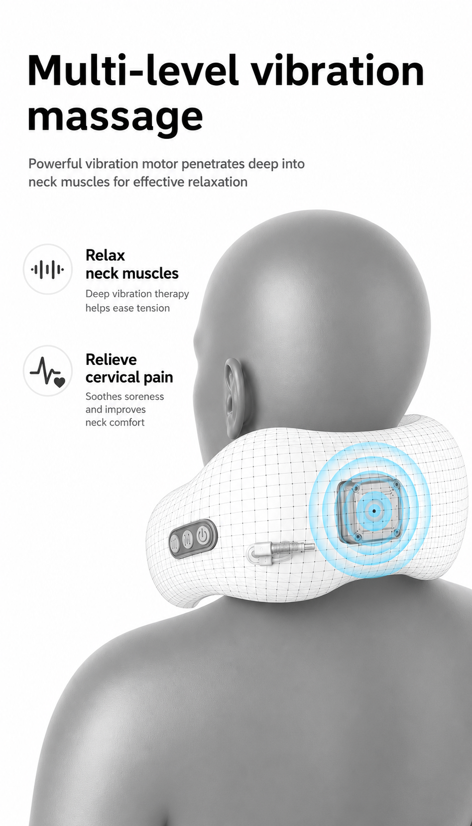 Heated U-Shape Neck Massager Pillow for Pain & Stress Relief VendulaCare 02