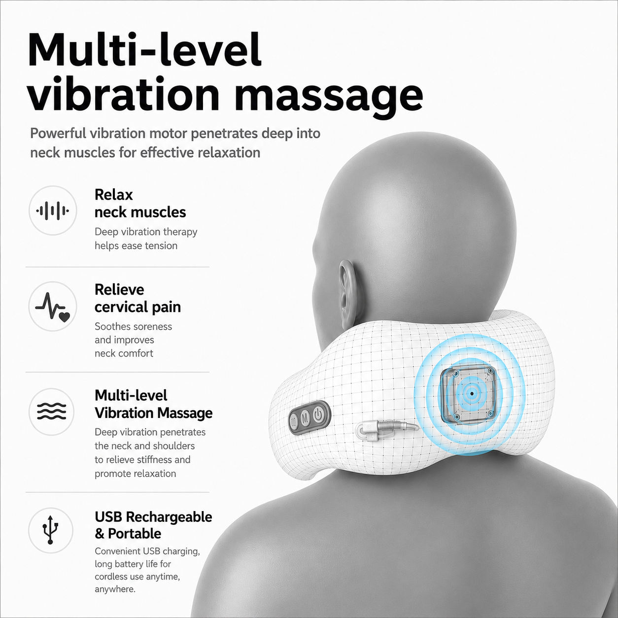 Heated U-Shape Neck Massager Pillow for Pain & Stress Relief VendulaCare06