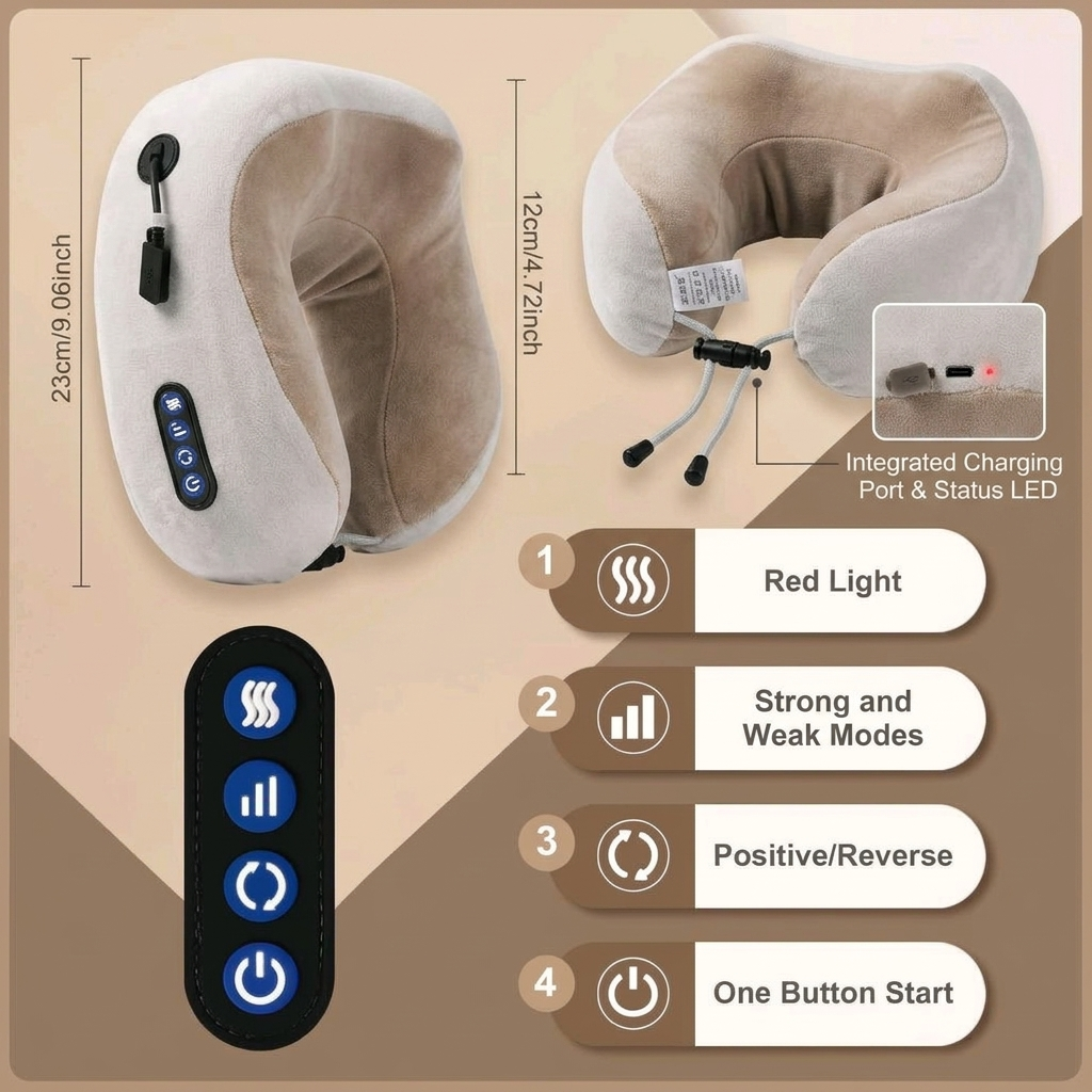Heated U-Shape Neck Massager Pillow for Pain & Stress Relief VendulaCare10