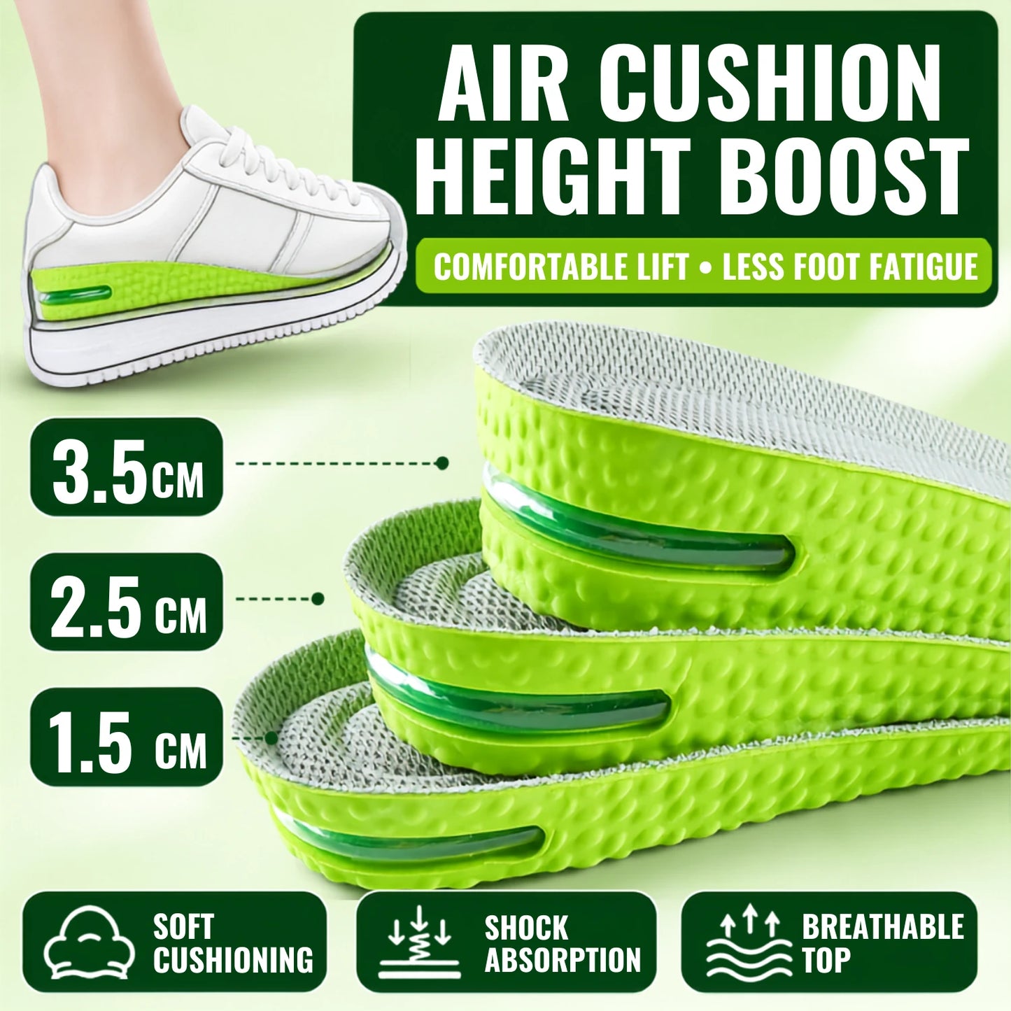 Height Increasing Insoles with Air Cushion for Daily Comfort Vendula Care (8)Height Increasing Insoles with Air Cushion for Daily Comfort Vendula Care (9)