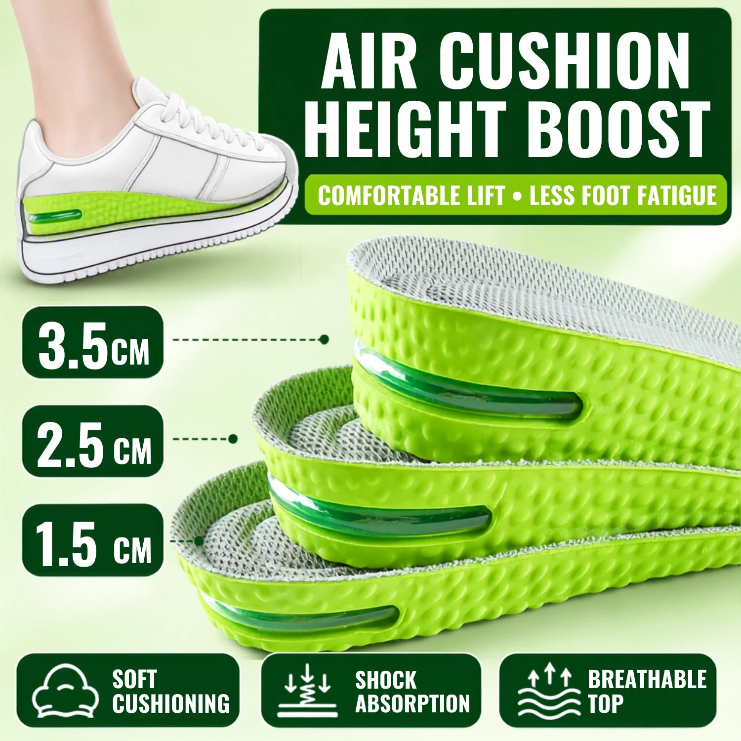 Height Increasing Insoles with Air Cushion for Daily Comfort Vendula Care (8)Height Increasing Insoles with Air Cushion for Daily Comfort Vendula Care (9)