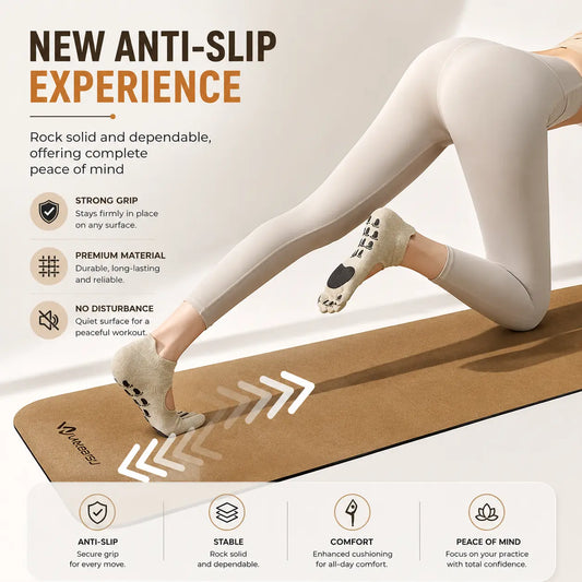 Leather Non-Slip Split-Toe Yoga Socks for Grip and Balance Vendula Care 2