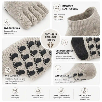 Leather Non-Slip Split-Toe Yoga Socks for Grip and Balance Vendula Care 3