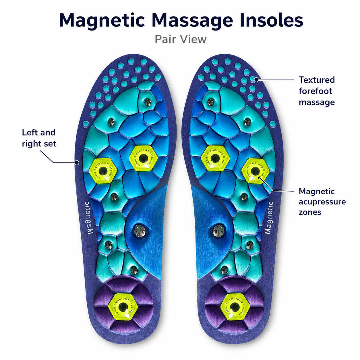 Magnetic Therapy Massage Insoles for Women's Running Shoes Vendula Care 01