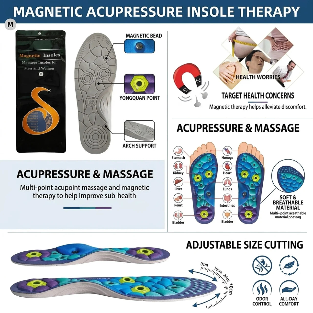 Magnetic Therapy Massage Insoles for Women's Running Shoes Vendula Care 02