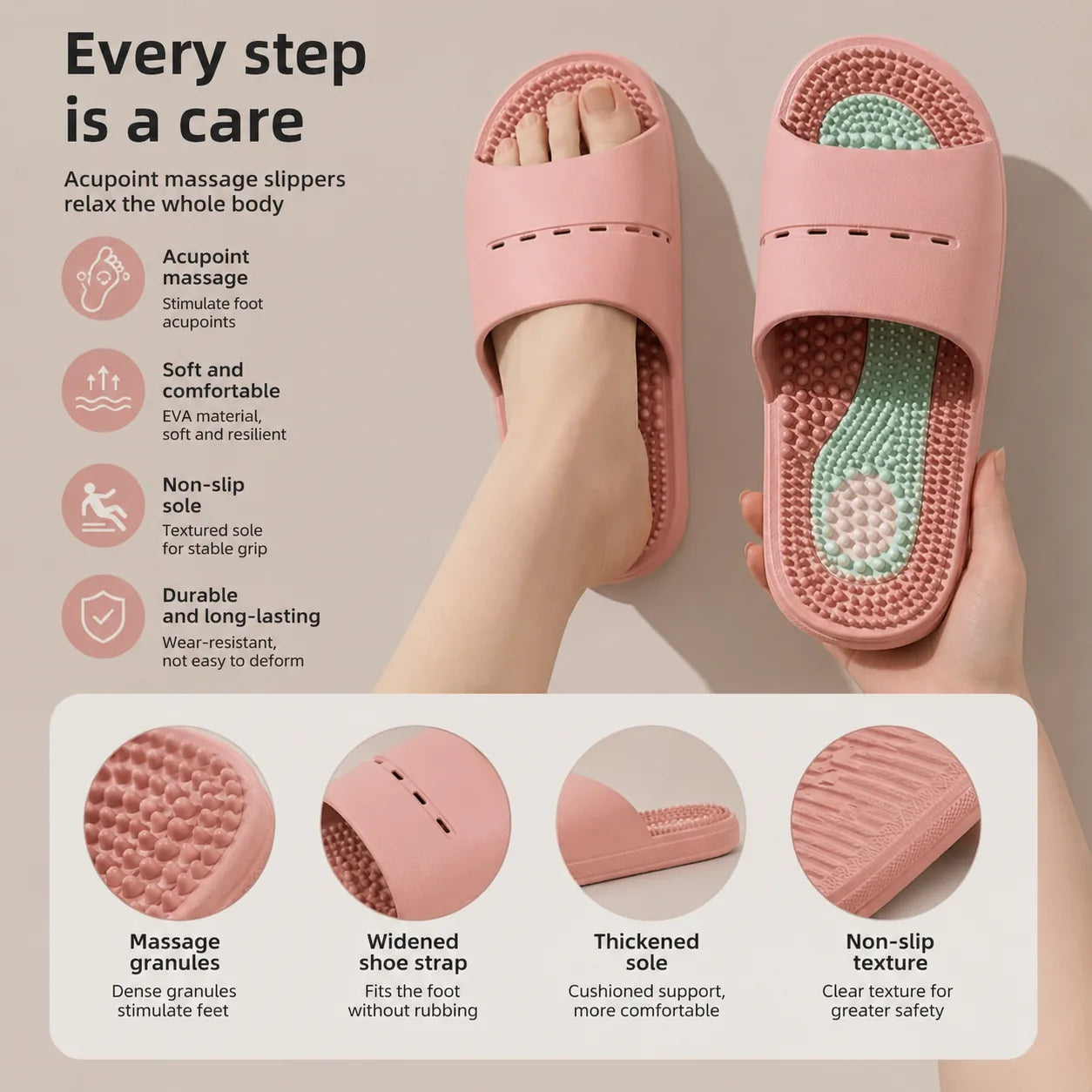 Massage Slippers with Acupressure Nodes for Tired Feet Vendula Care 2
