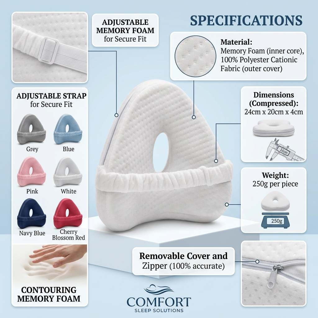 Memory Foam Knee Pillow for Side Sleepers & Leg Comfort Vendula Care (8)