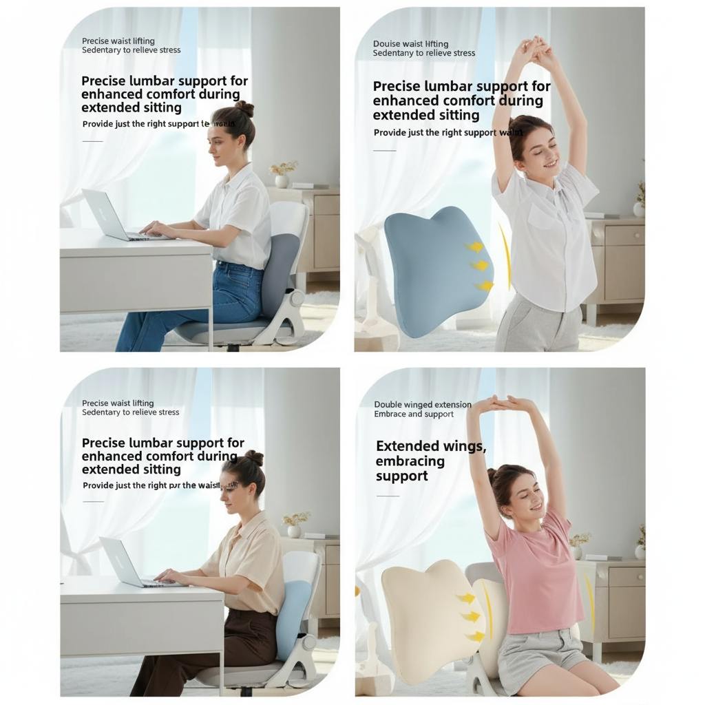 Memory Foam Back Cushion with Lumbar Support for Office Chair Vendula Care 04