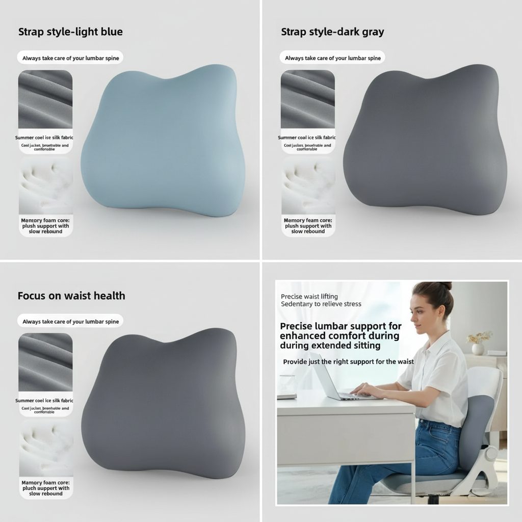 Memory Foam Back Cushion with Lumbar Support for Office Chair Vendula Care 03