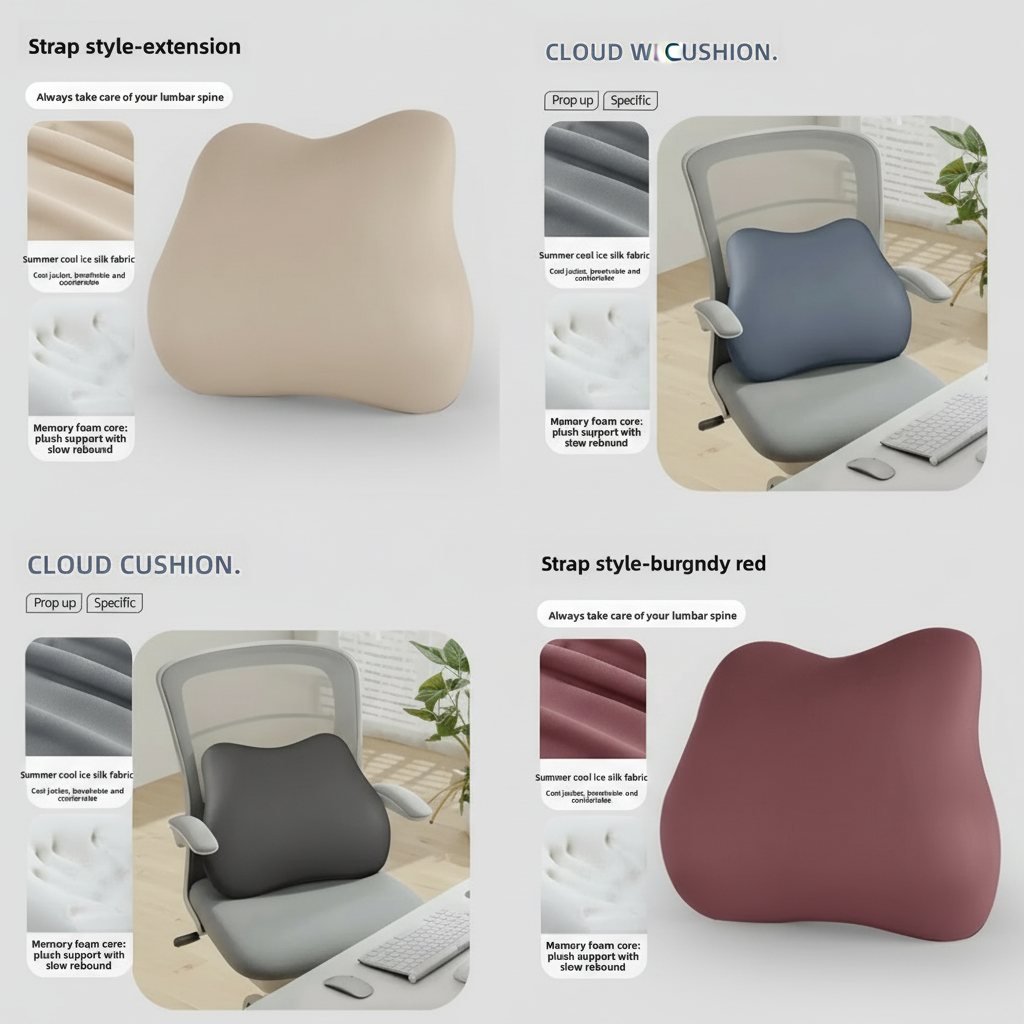 Memory Foam Back Cushion with Lumbar Support for Office Chair Vendula Care 07