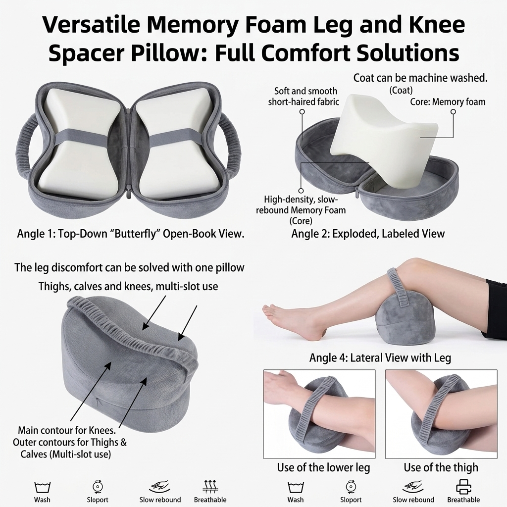 Memory Foam Leg Pillow for Knee & Hip Comfort and Support Vendula Care 3