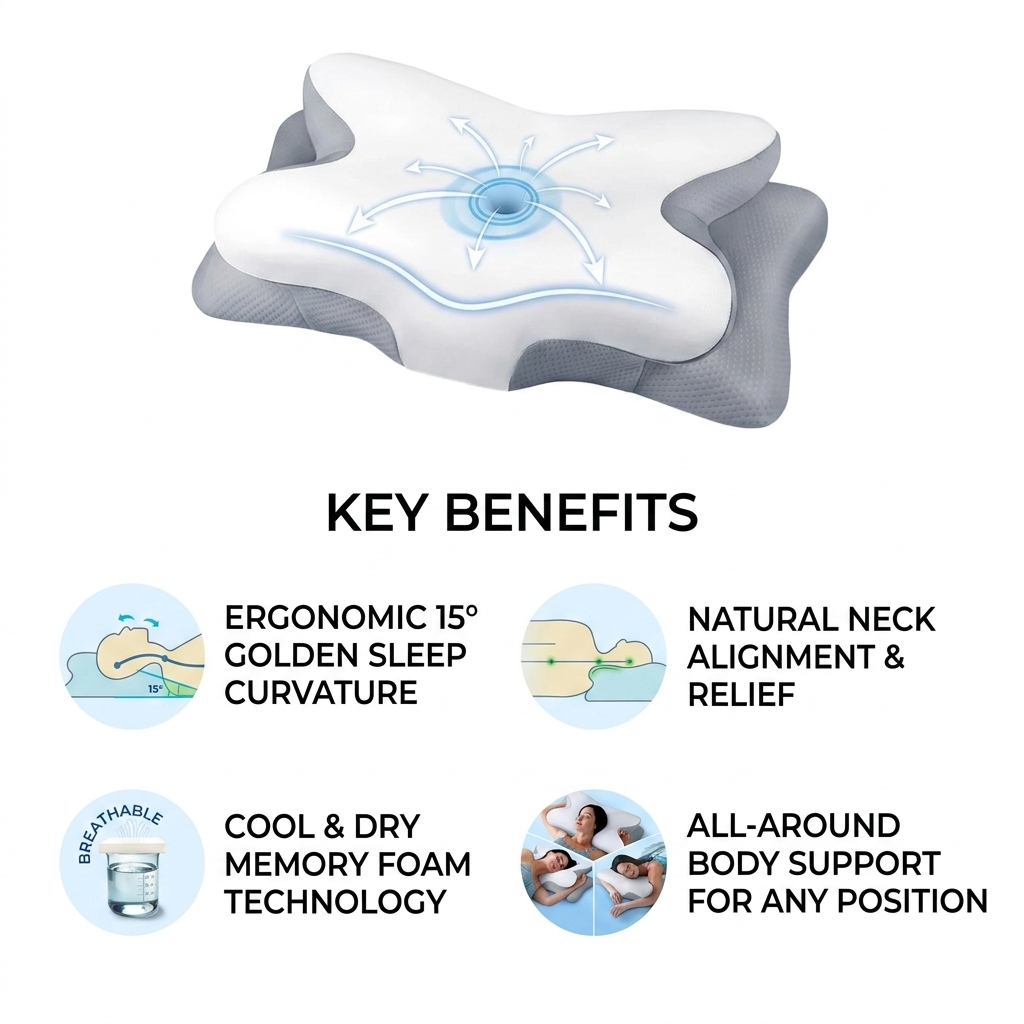 Memory Foam Pillow for Comfortable Sleep and Neck Support Vendula care 01 