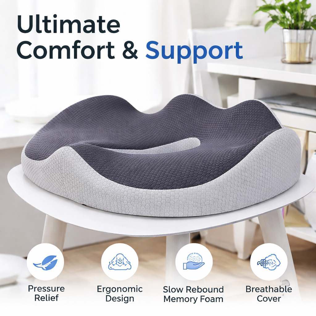 Memory Foam Seat Cushion for Office Chair Back Pain Relief Vendula Care 7