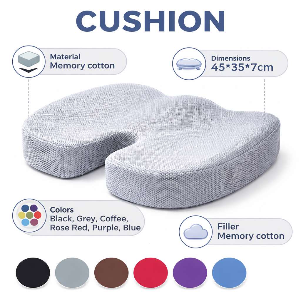 Memory Foam Seat Cushion for Tailbone and Back Pain Relief vendula care 05