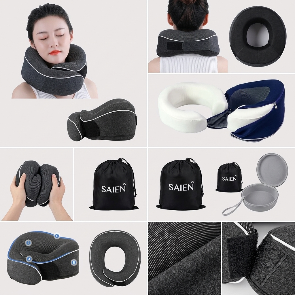Memory Foam U-Shape Travel Neck Pillow with Storage Case VendulaCare 15