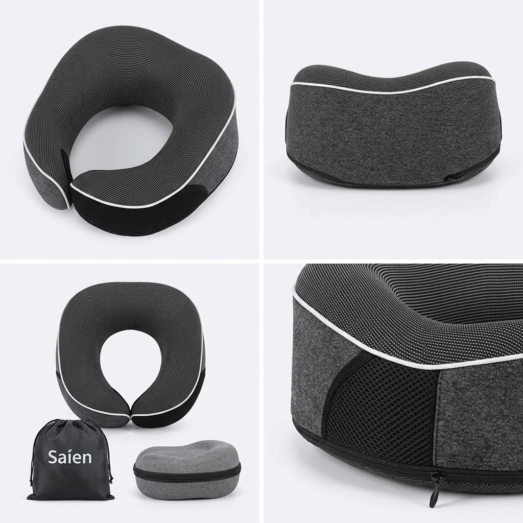 Memory Foam U-Shape Travel Neck Pillow with Storage Case VendulaCare 17