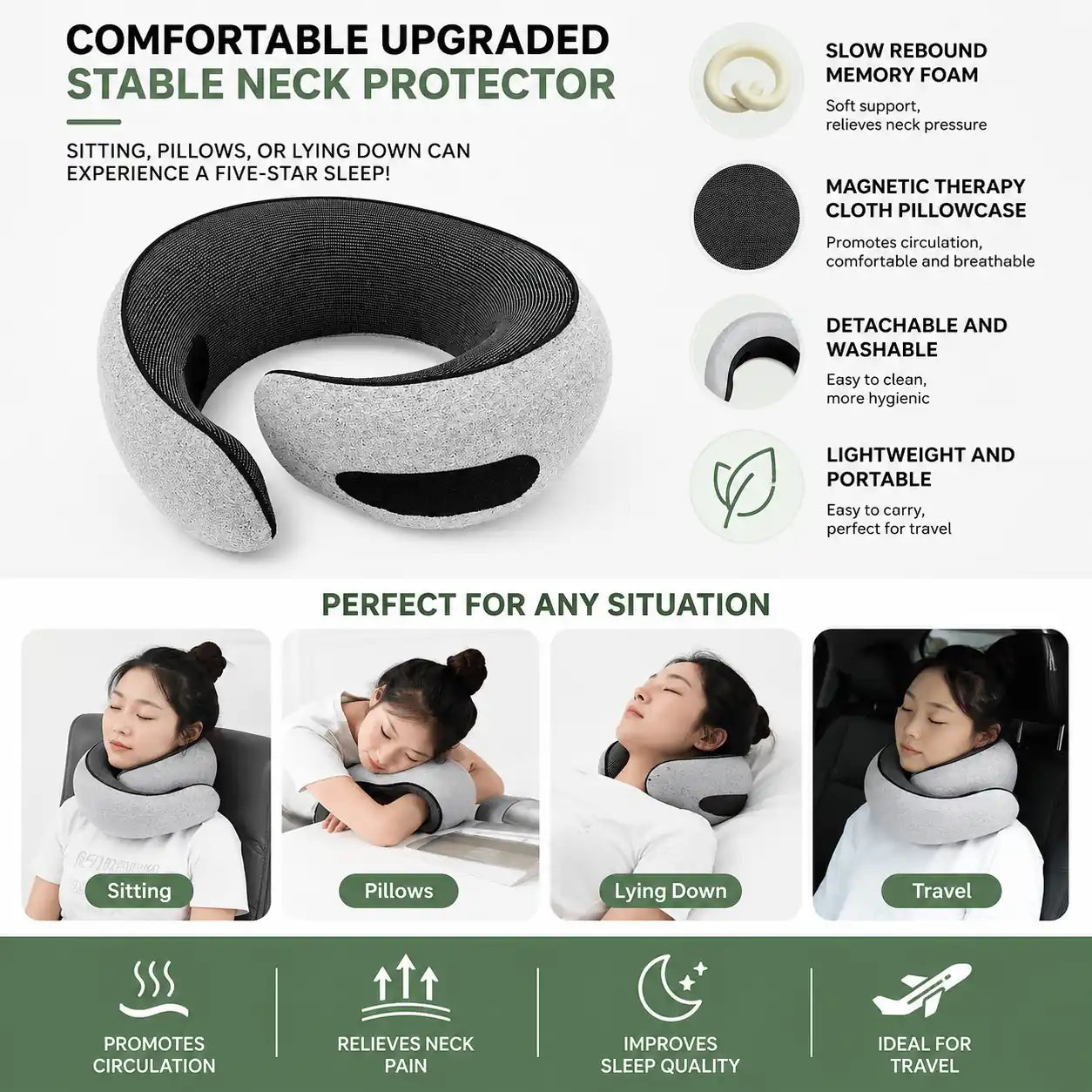 Memory Foam U-Shaped Travel Pillow for Neck & Head Support Vendula Care 2