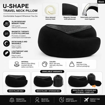 Memory Foam U-Shaped Travel Pillow for Neck & Head Support Vendula Care 3