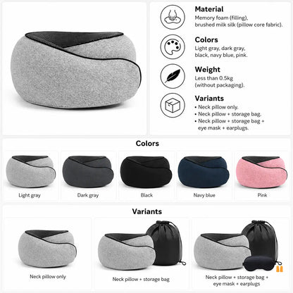 Memory Foam U-Shaped Travel Pillow for Neck & Head Support Vendula Care 5