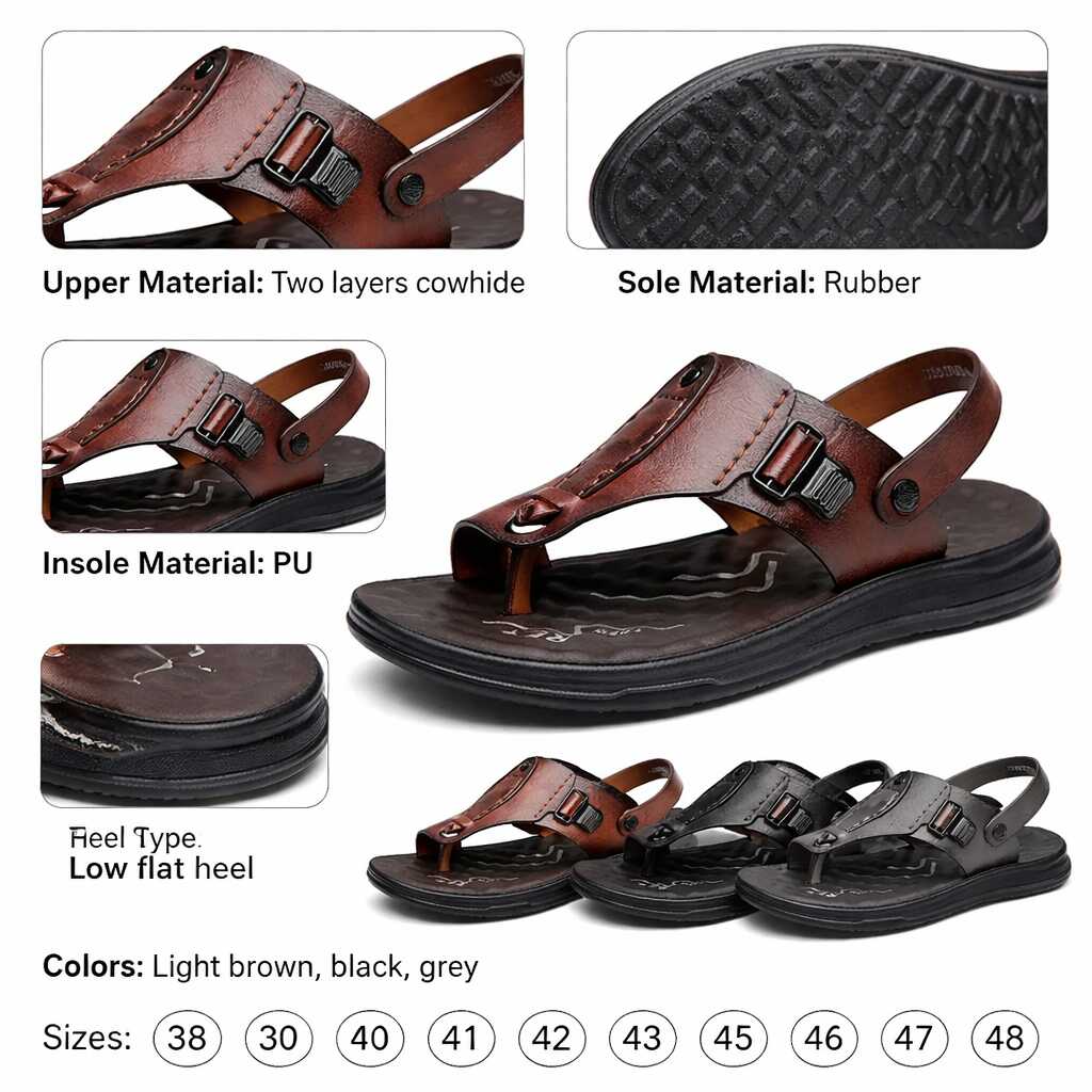 Men's Casual Leather Sandals Beach, Summer & Everyday Wear Vendula Care 10