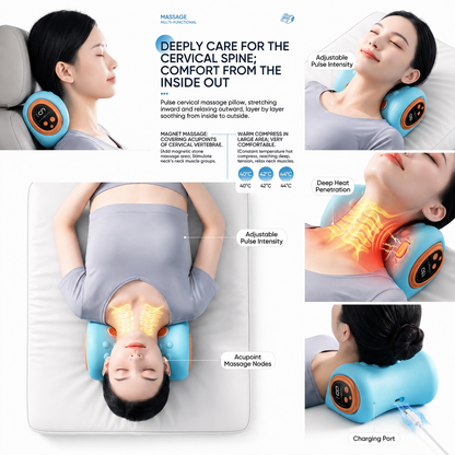 Microcurrent Heating Neck Massager Pillow for Pain Relief Vendula Care 01