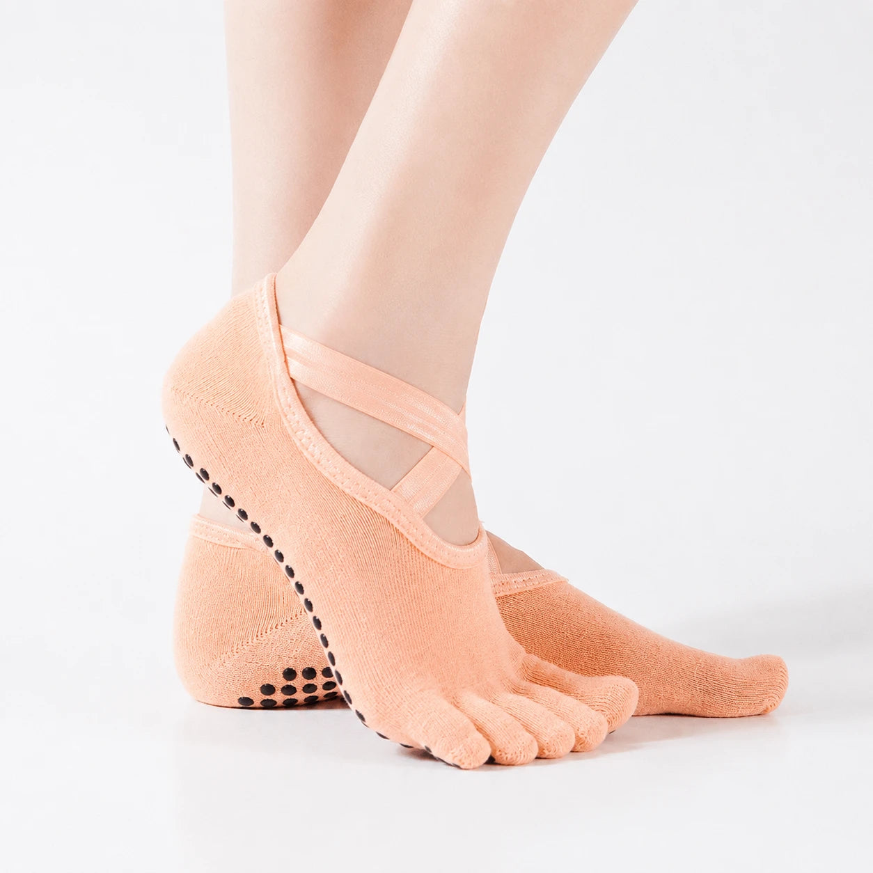 Non-Slip Cotton Five Toe Yoga Socks with Grip for Pilates Vendula Care (1)