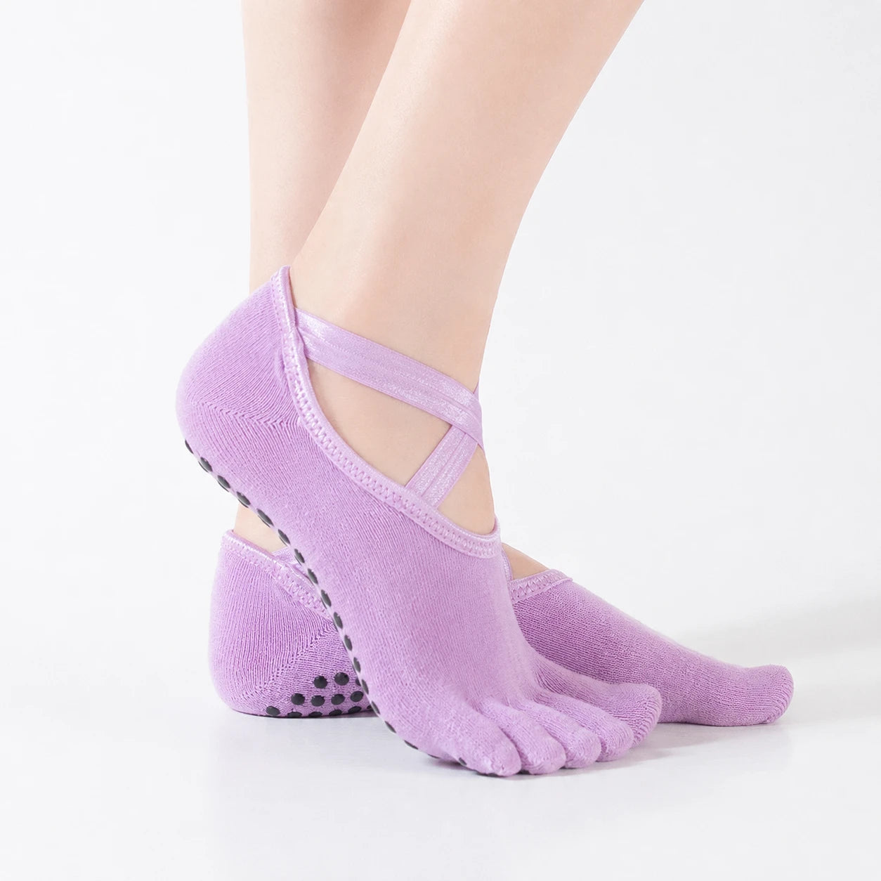 Non-Slip Cotton Five Toe Yoga Socks with Grip for Pilates Vendula Care (2)