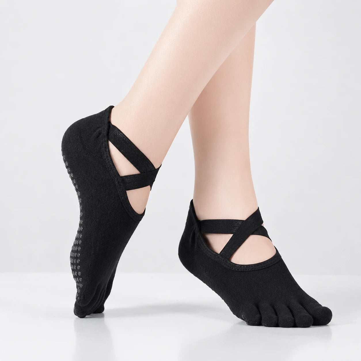 Non-Slip Cotton Five Toe Yoga Socks with Grip for Pilates Vendula Care (6)