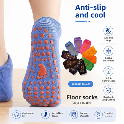 Non-Slip Cotton Yoga Socks with Grip for Pilates & Barre Vendula Care (9)