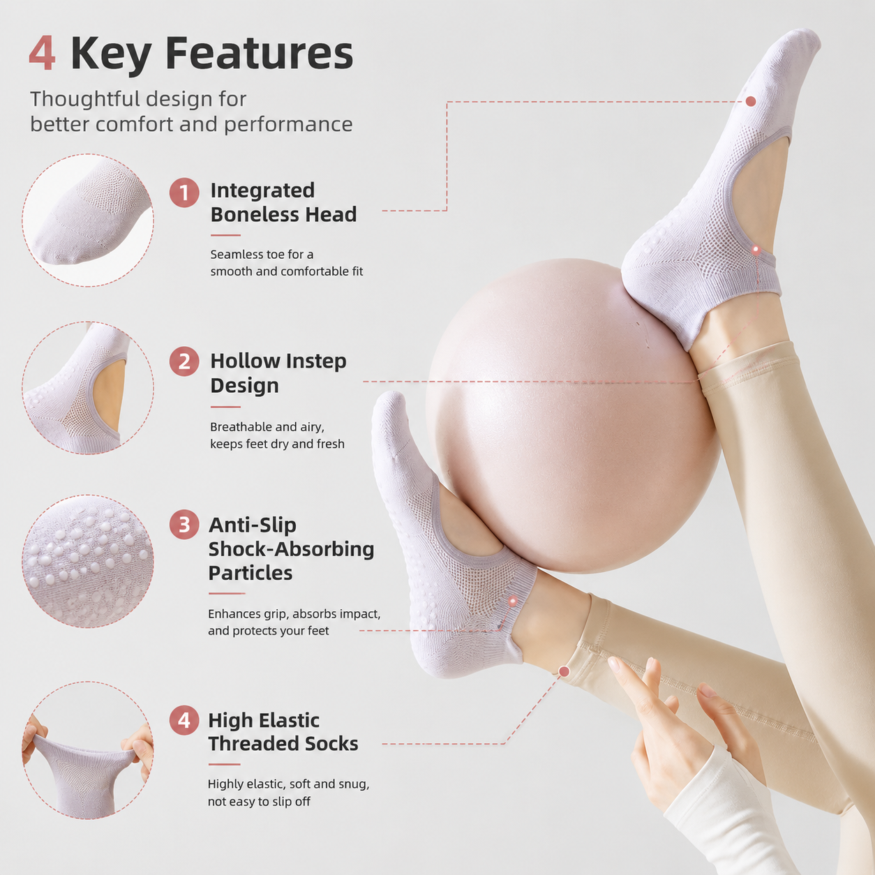 Non-Slip Yoga Grip Socks for Pilates, Barre & Home Workouts Vendula Care (1)