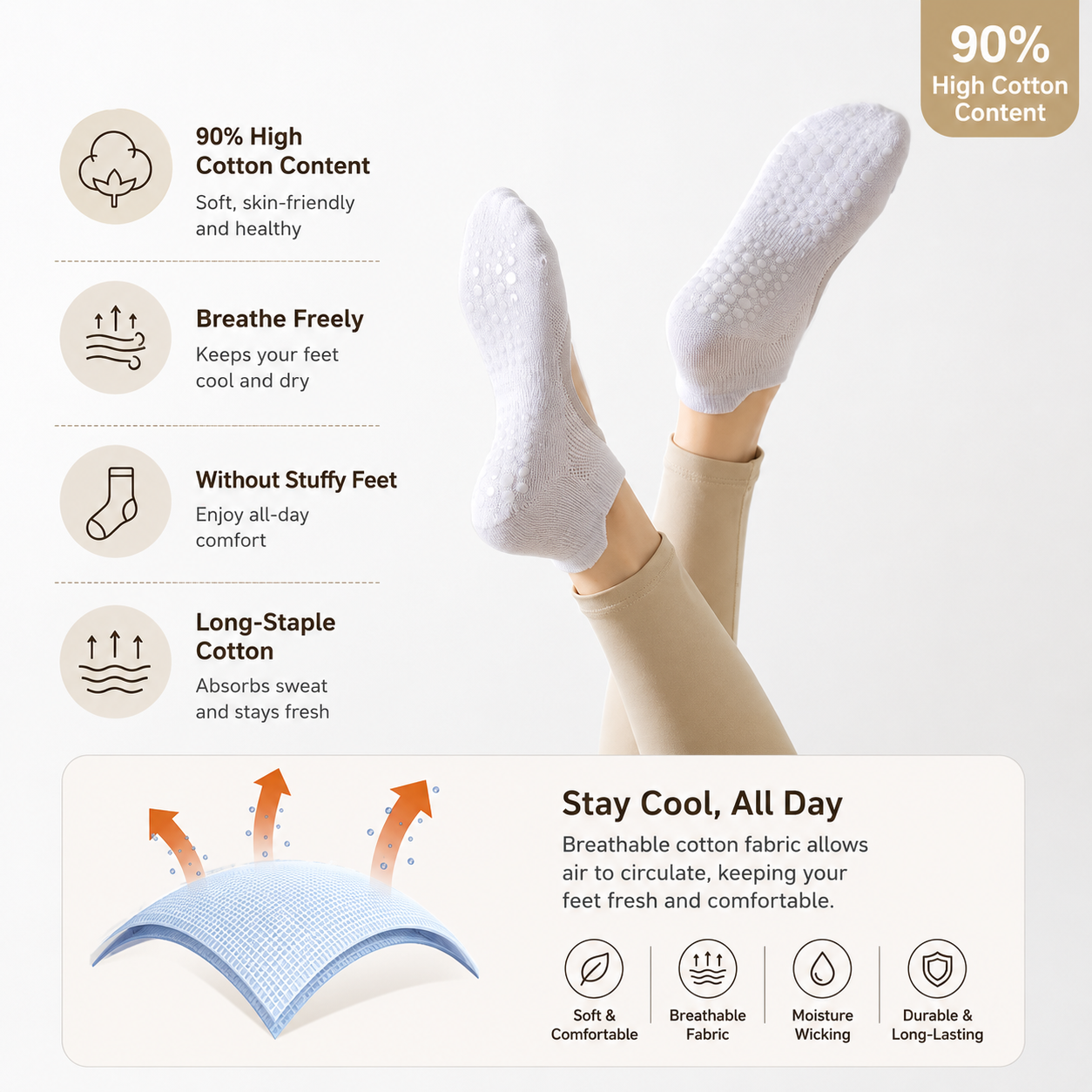 Non-Slip Yoga Grip Socks for Pilates, Barre & Home Workouts Vendula Care (2)