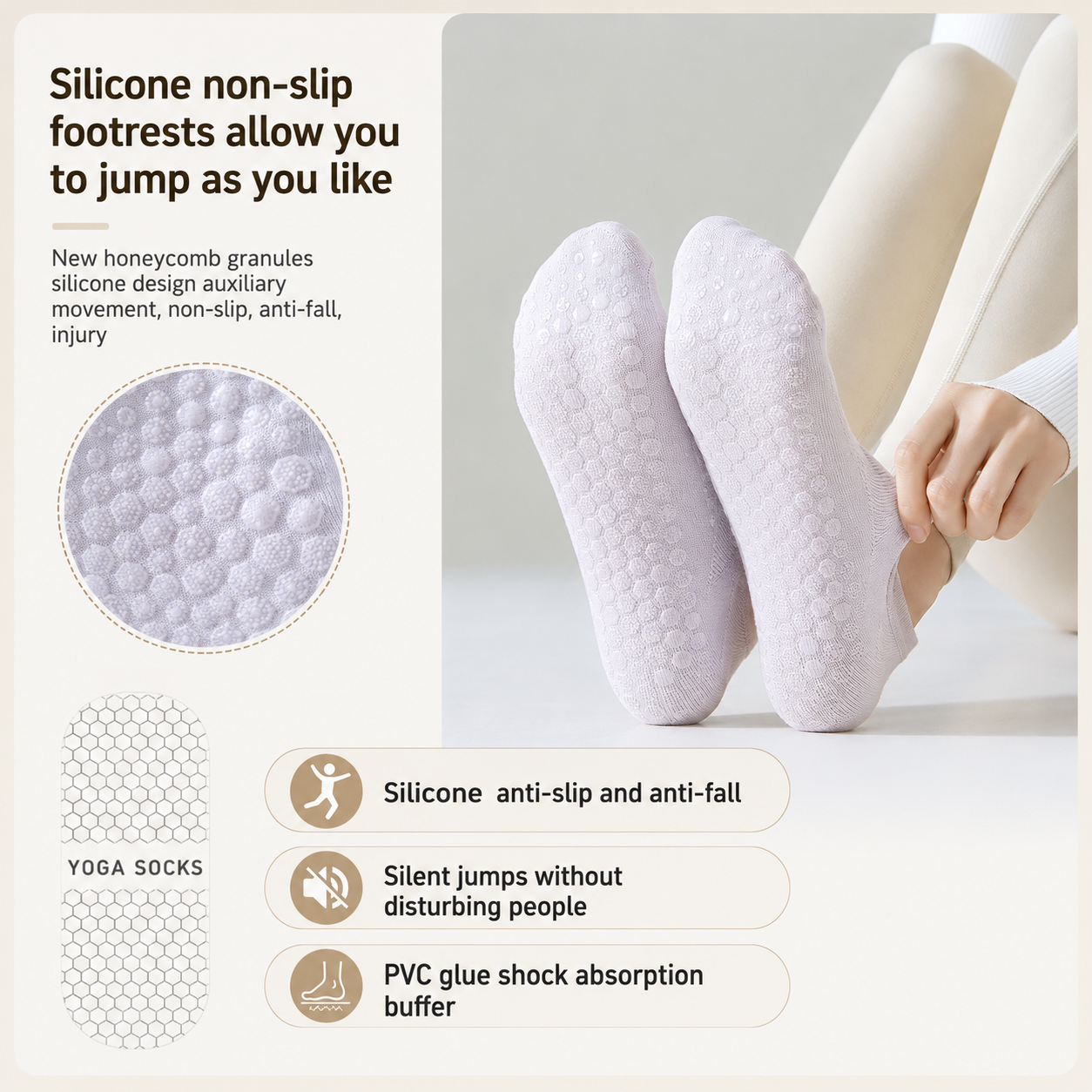 Non-Slip Yoga Grip Socks for Pilates, Barre & Home Workouts Vendula Care (5)