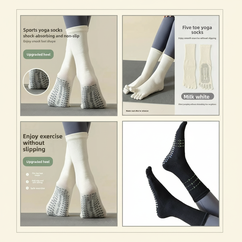 Non-Slip Five Toe Yoga Socks – Pilates and Barre Studio Grip Vendula Care 04