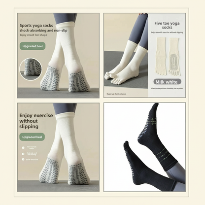 Non-Slip Five Toe Yoga Socks – Pilates and Barre Studio Grip Vendula Care 04
