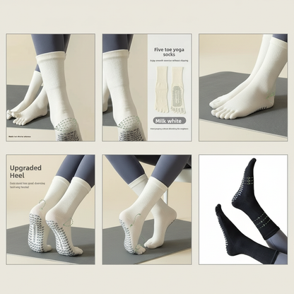 Non-Slip Five Toe Yoga Socks – Pilates and Barre Studio Grip Vendula Care 05