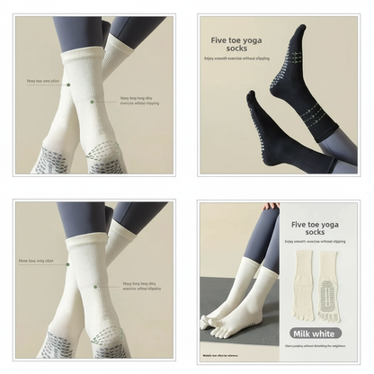 Non-Slip Five Toe Yoga Socks – Pilates and Barre Studio Grip Vendula Care 06