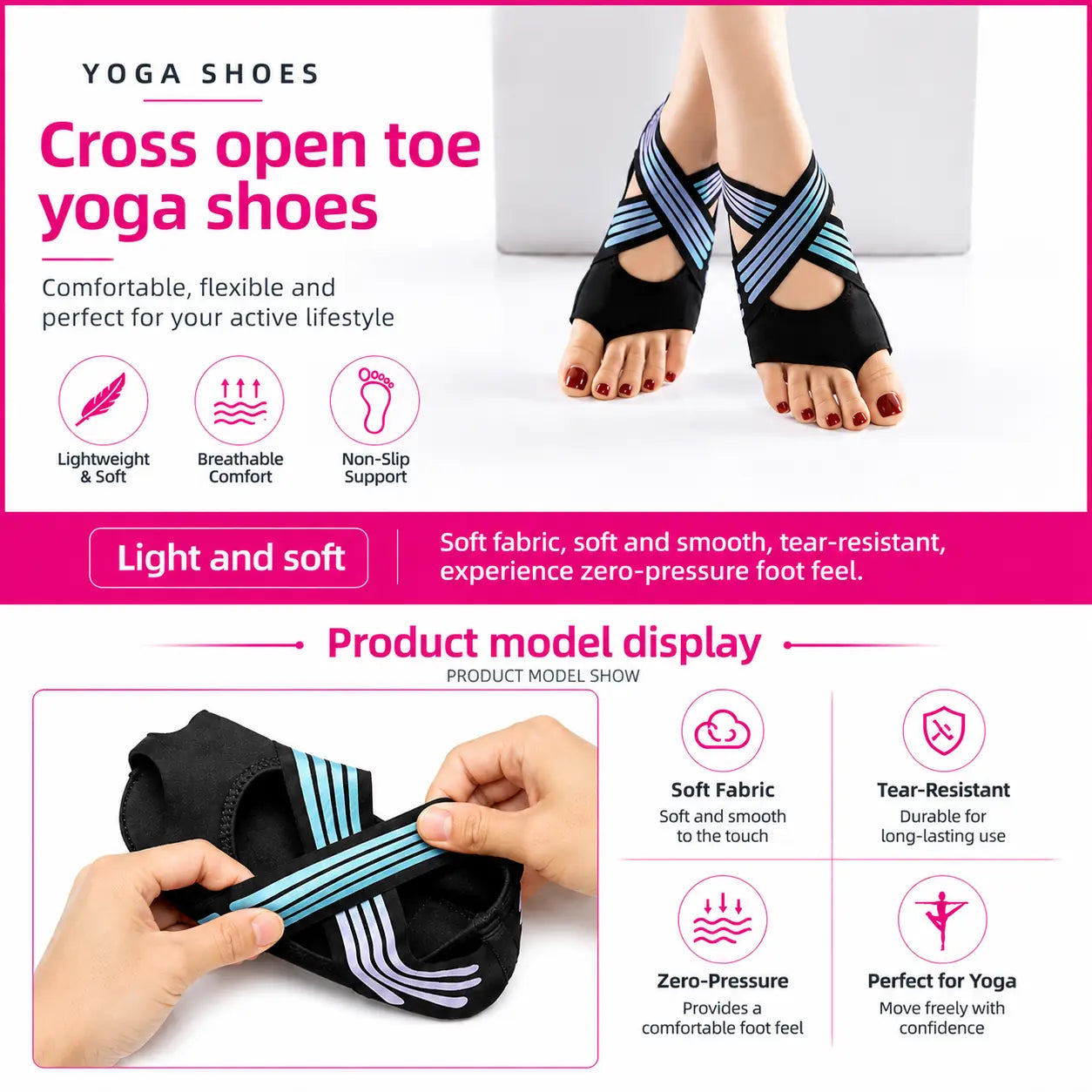 Non-Slip Yoga Socks with Grip for Pilates and Barre Workouts Vendula Care 3